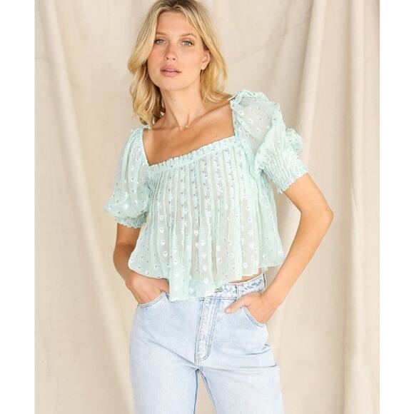 For Love & Lemons Jana Blouse Mint size M - Picture 1 of 15